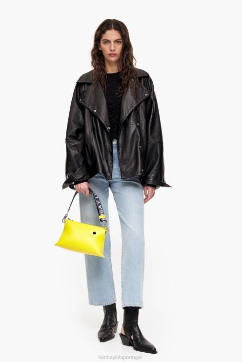 amarelo acessórios 64X4N48 bolsa trapézio de couro Bimba Y Lola