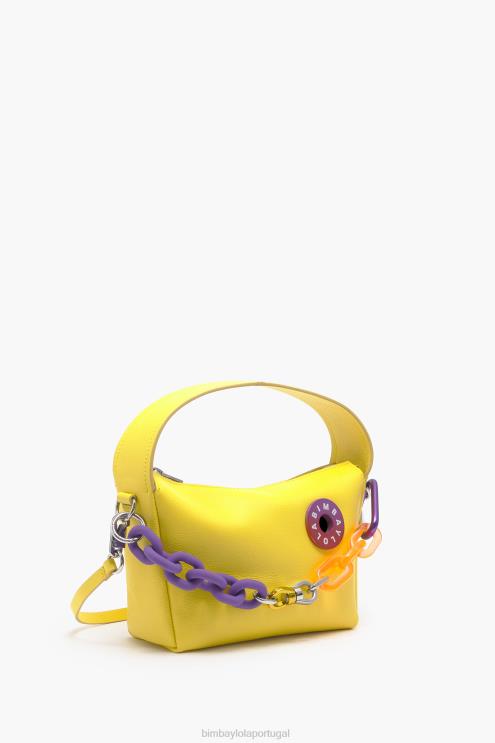 amarelo acessórios 64X4N57 bolsa hobo de couro Bimba Y Lola