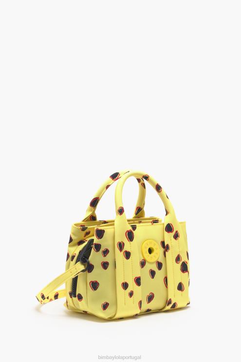 amarelo acessórios 64X4N79 bolsa pequena de náilon com estampa de corações Bimba Y Lola