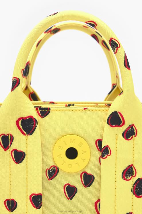 amarelo acessórios 64X4N79 bolsa pequena de náilon com estampa de corações Bimba Y Lola