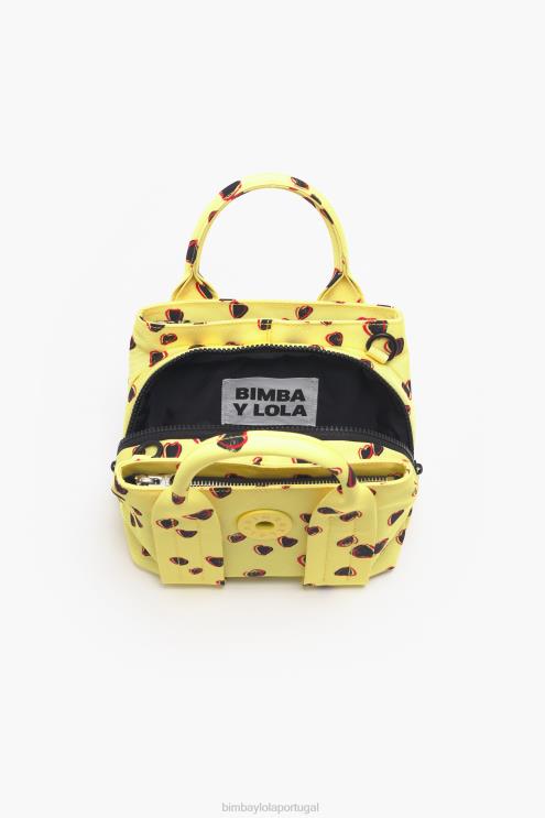 amarelo acessórios 64X4N79 bolsa pequena de náilon com estampa de corações Bimba Y Lola