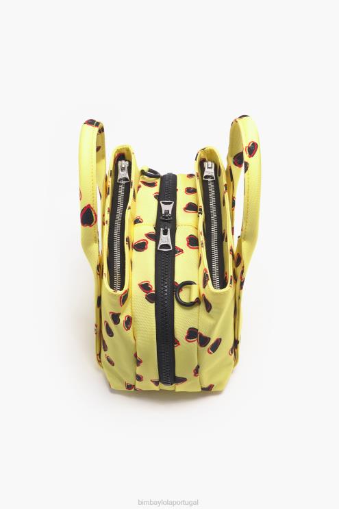 amarelo acessórios 64X4N79 bolsa pequena de náilon com estampa de corações Bimba Y Lola