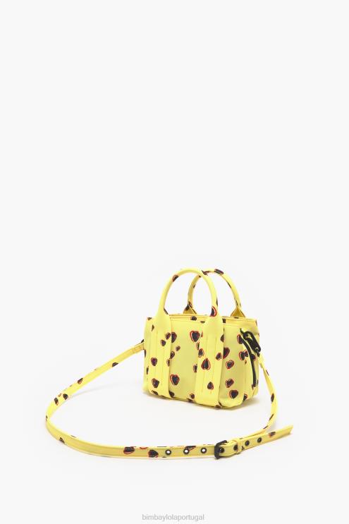amarelo acessórios 64X4N79 bolsa pequena de náilon com estampa de corações Bimba Y Lola