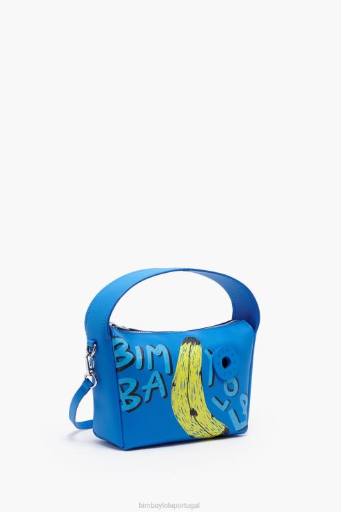azul acessórios 64X4N56 bolsa hobo de couro byl com estampa de banana Bimba Y Lola