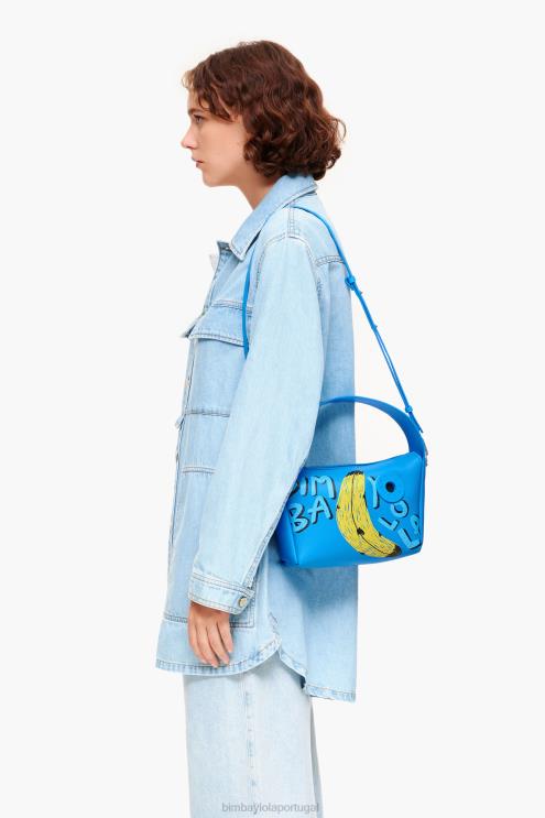 azul acessórios 64X4N56 bolsa hobo de couro byl com estampa de banana Bimba Y Lola