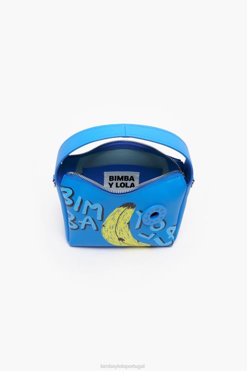 azul acessórios 64X4N56 bolsa hobo de couro byl com estampa de banana Bimba Y Lola