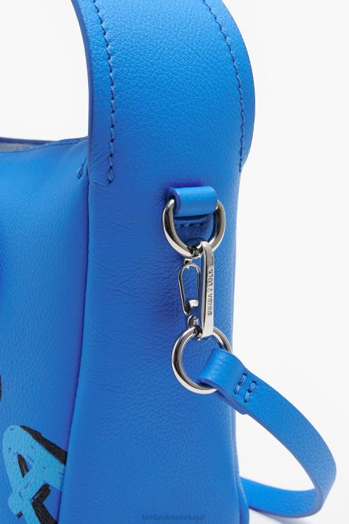 azul acessórios 64X4N56 bolsa hobo de couro byl com estampa de banana Bimba Y Lola