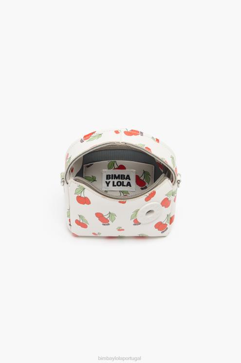 branco acessórios 64X4N59 bolsa hobo de couro com estampa de cereja Bimba Y Lola