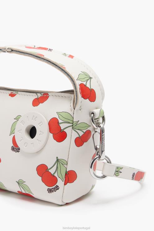 branco acessórios 64X4N59 bolsa hobo de couro com estampa de cereja Bimba Y Lola