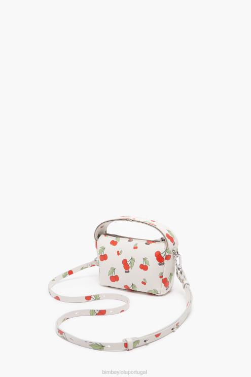 branco acessórios 64X4N59 bolsa hobo de couro com estampa de cereja Bimba Y Lola