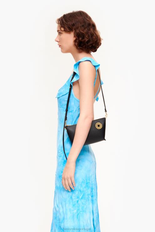 preto acessórios 64X4N12 bolsa transversal trapézio de couro Bimba Y Lola
