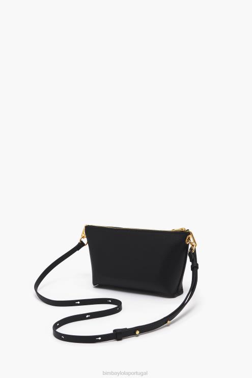 preto acessórios 64X4N12 bolsa transversal trapézio de couro Bimba Y Lola