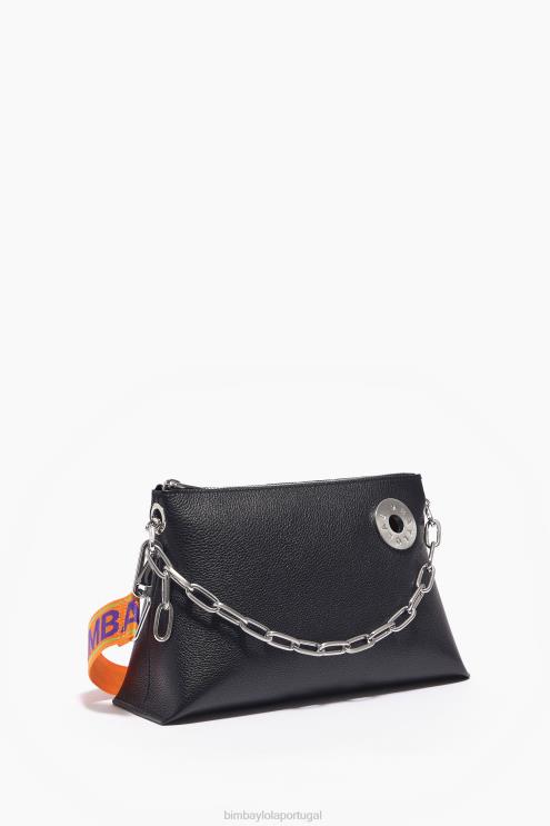 preto acessórios 64X4N45 bolsa trapézio de couro Bimba Y Lola