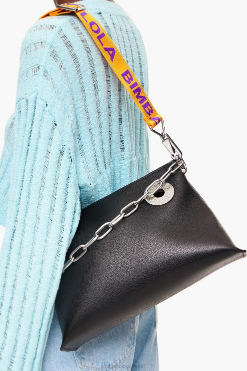 preto acessórios 64X4N45 bolsa trapézio de couro Bimba Y Lola