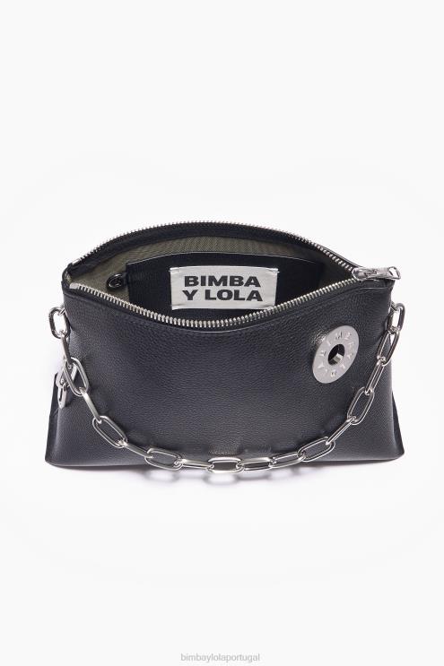 preto acessórios 64X4N45 bolsa trapézio de couro Bimba Y Lola