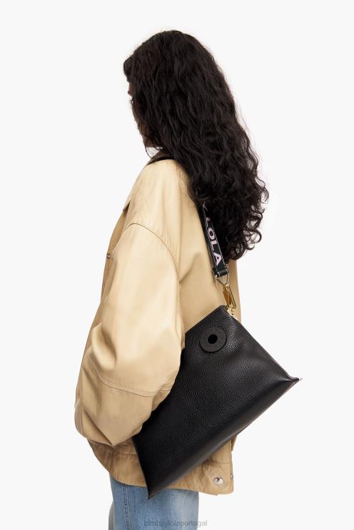 preto acessórios 64X4N46 bolsa trapézio de couro Bimba Y Lola