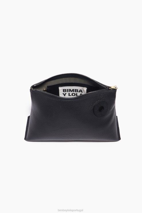 preto acessórios 64X4N46 bolsa trapézio de couro Bimba Y Lola