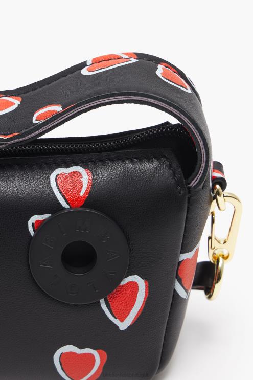 preto acessórios 64X4N60 bolsa hobo de couro corações Bimba Y Lola