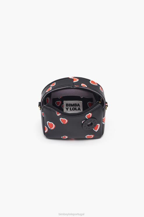 preto acessórios 64X4N60 bolsa hobo de couro corações Bimba Y Lola