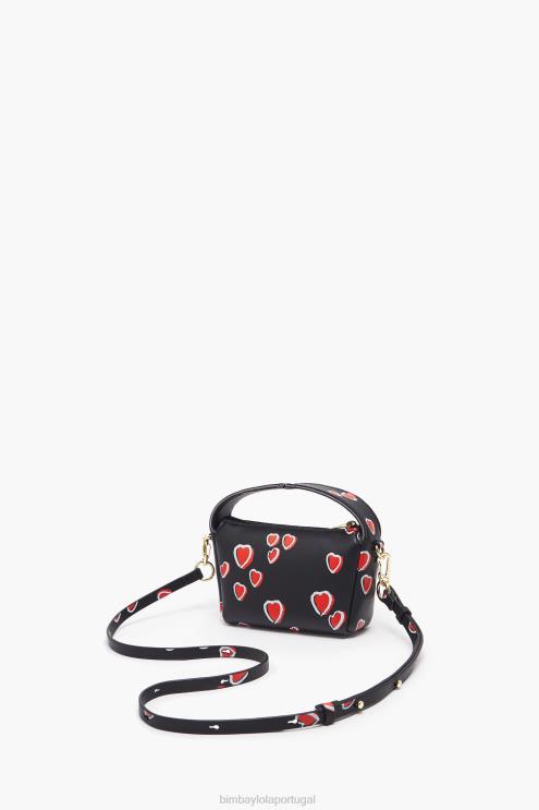 preto acessórios 64X4N60 bolsa hobo de couro corações Bimba Y Lola