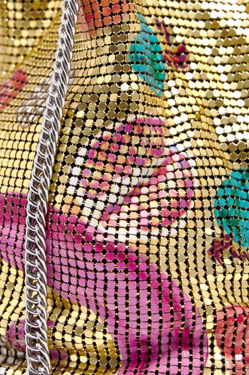 dourado acessórios 64X4N146 bolsa de malha com estampa de bananas bolsa balde Bimba Y Lola
