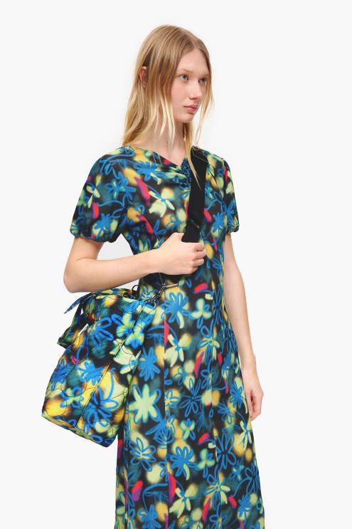 azul acessórios 64X4N132 saco de compras de nylon de flores de grafite Bimba Y Lola