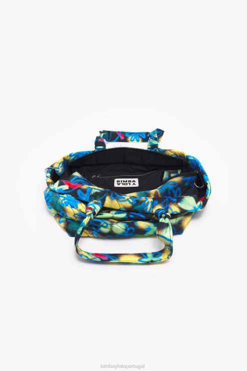 azul acessórios 64X4N132 saco de compras de nylon de flores de grafite Bimba Y Lola