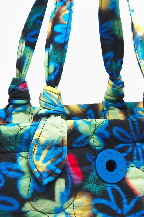 azul acessórios 64X4N132 saco de compras de nylon de flores de grafite Bimba Y Lola