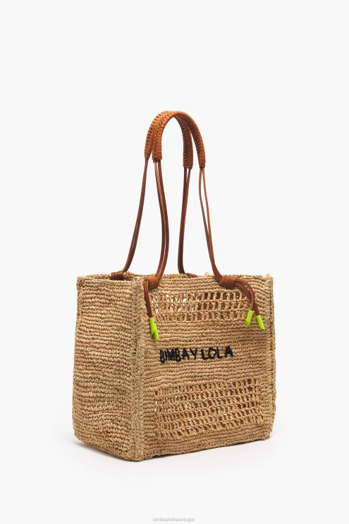 natural acessórios 64X4N114 bolsa de ráfia Bimba Y Lola