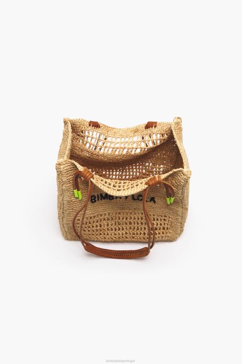 natural acessórios 64X4N114 bolsa de ráfia Bimba Y Lola