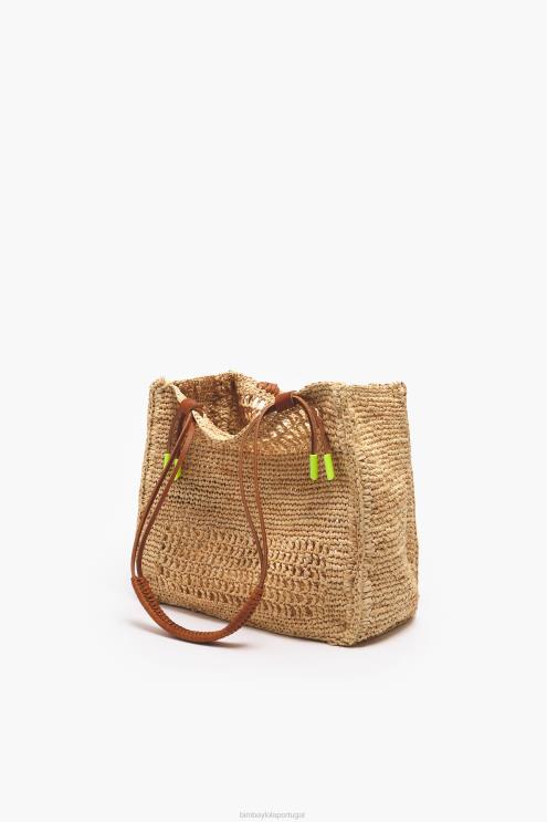 natural acessórios 64X4N114 bolsa de ráfia Bimba Y Lola