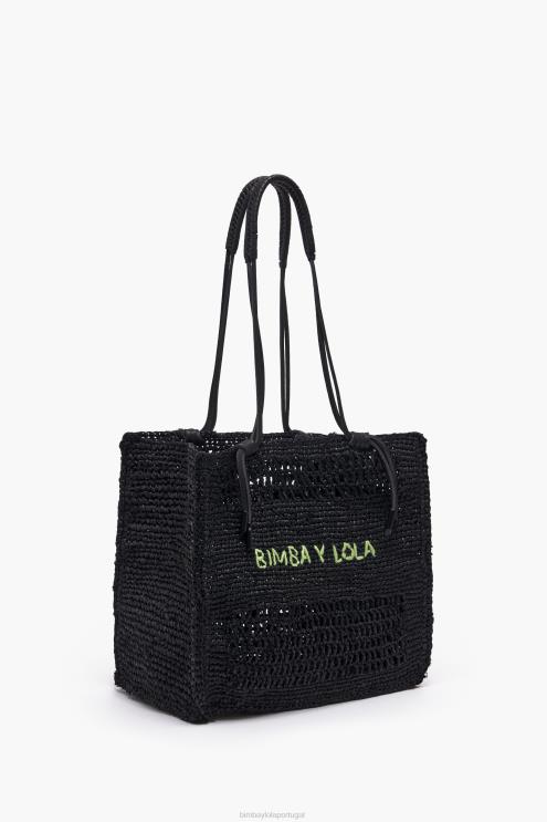 preto acessórios 64X4N115 bolsa de ráfia Bimba Y Lola