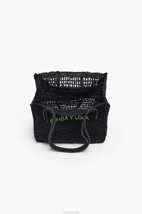 preto acessórios 64X4N115 bolsa de ráfia Bimba Y Lola