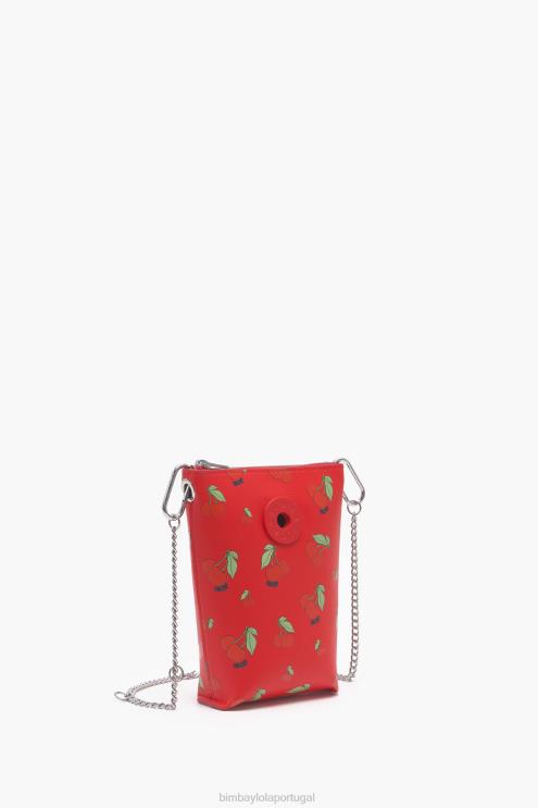 vermelho acessórios 64X4N149 bolsa transversal com estampa de cereja Bimba Y Lola