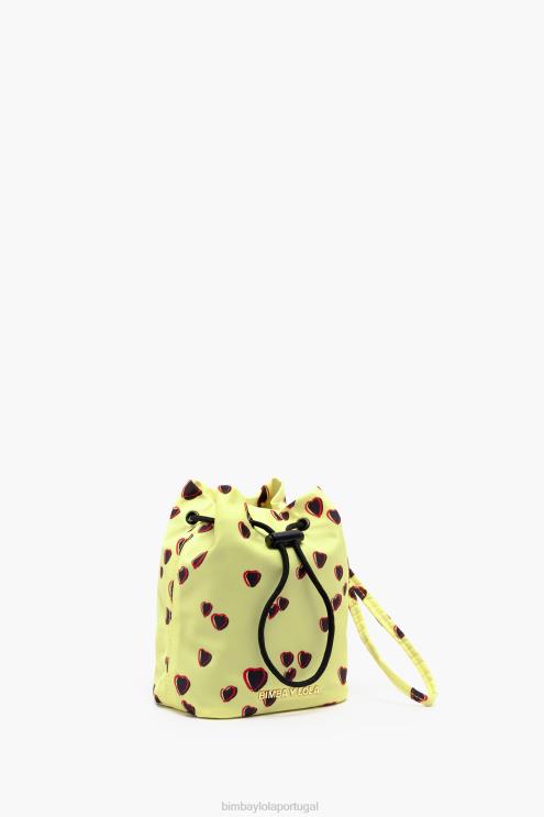 amarelo acessórios 64X4N1084 mini bolsa balde pequena com estampa de corações Bimba Y Lola