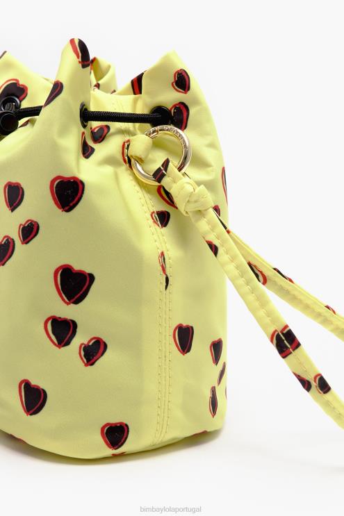 amarelo acessórios 64X4N1084 mini bolsa balde pequena com estampa de corações Bimba Y Lola