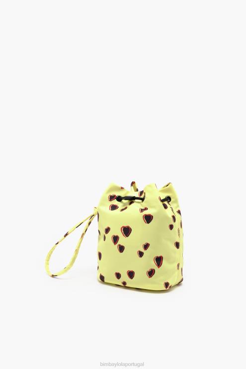 amarelo acessórios 64X4N1084 mini bolsa balde pequena com estampa de corações Bimba Y Lola