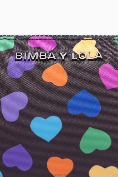 preto acessórios 64X4N1116 estojo de maquiagem de trapézio de náilon com estampa de corações Bimba Y Lola
