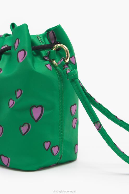 verde acessórios 64X4N1085 mini bolsa balde pequena com estampa de corações Bimba Y Lola