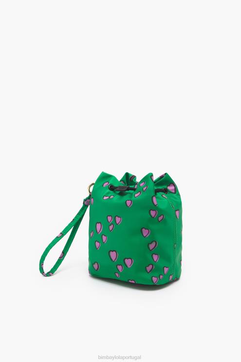 verde acessórios 64X4N1085 mini bolsa balde pequena com estampa de corações Bimba Y Lola