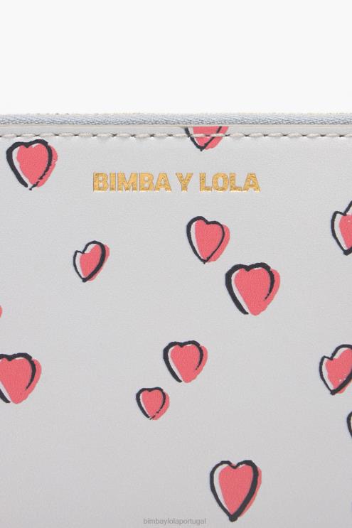 cinza acessórios 64X4N1065 carteira pequena de corações de couro claro Bimba Y Lola
