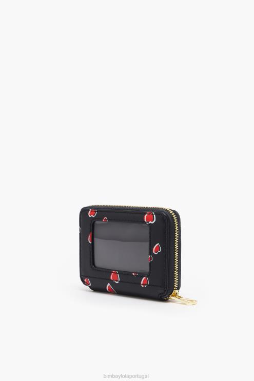 preto acessórios 64X4N1013 bolsa de couro pequena com estampa de corações Bimba Y Lola
