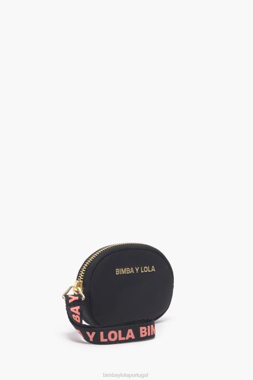 preto acessórios 64X4N1015 bolsa de moedas oval de náilon Bimba Y Lola