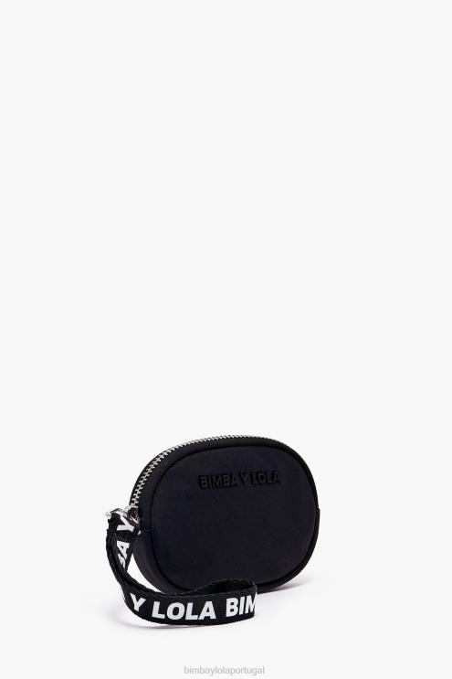 preto acessórios 64X4N1016 bolsa de moedas oval de náilon Bimba Y Lola