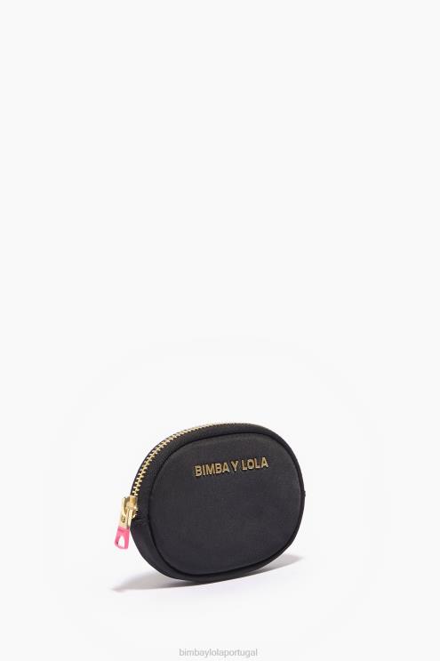 preto acessórios 64X4N1061 bolsa de moedas oval de náilon Bimba Y Lola
