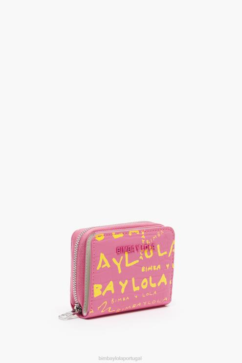rosa acessórios 64X4N1044 bolsa aba com estampa de crocodilo Bimba Y Lola