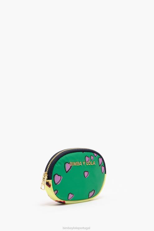 verde oval acessórios 64X4N1027 porta moedas com estampa de corações Bimba Y Lola