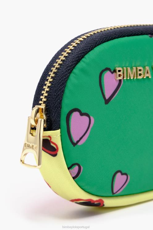 verde oval acessórios 64X4N1027 porta moedas com estampa de corações Bimba Y Lola