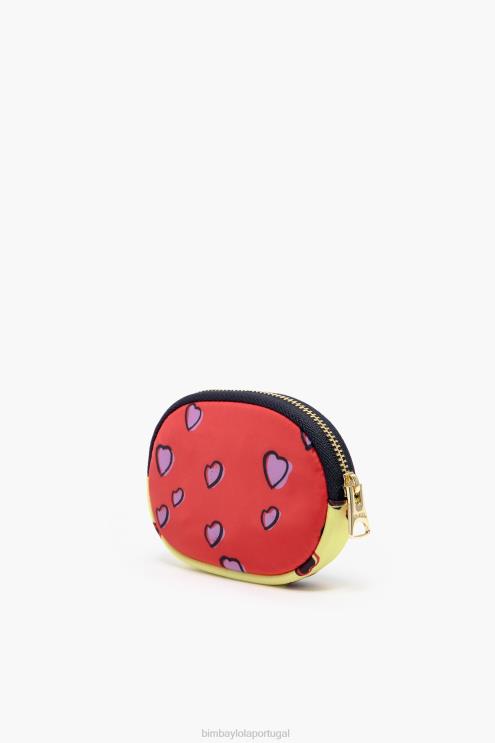 verde oval acessórios 64X4N1027 porta moedas com estampa de corações Bimba Y Lola