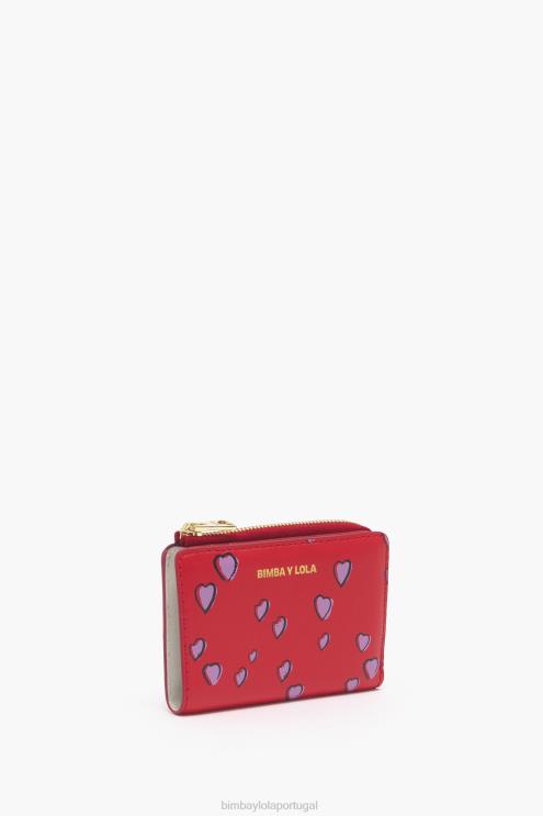 vermelho acessórios 64X4N1004 bolsa retangular de couro pequenos corações Bimba Y Lola